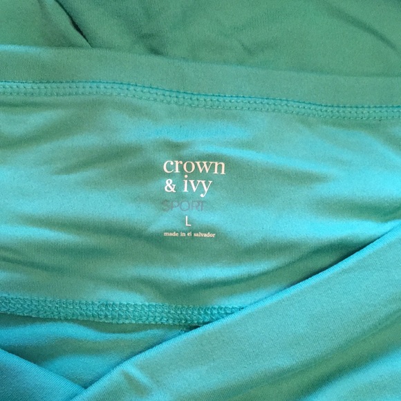 Crown and Ivy turquoise workout pants with scallop detail at ankle. - Picture 5 of 7